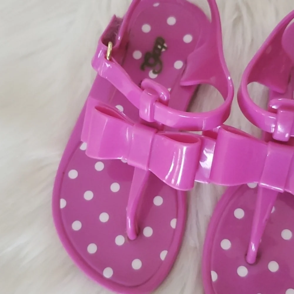 Gap toddler girls jelly thong sandals with bows sz 7